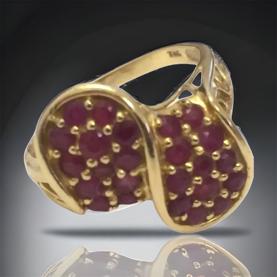 LOVELY Vintage 10K Yellow Gold RUBY Swirl Cluster… - image 8