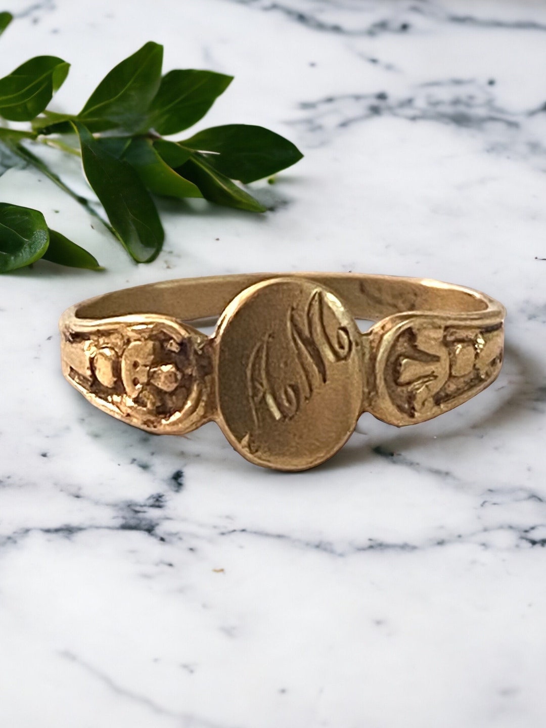 Antique 16k Yellow Gold Baby Child Signet Initial “A M” Ring Size 1 - Etsy