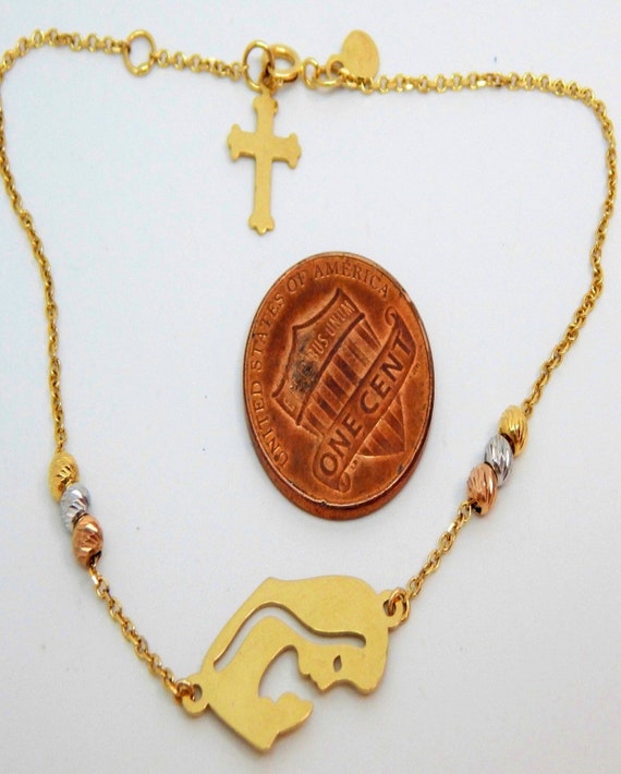 Beautiful ITALIAN 18k Yellow Gold Blessed Mother … - image 5