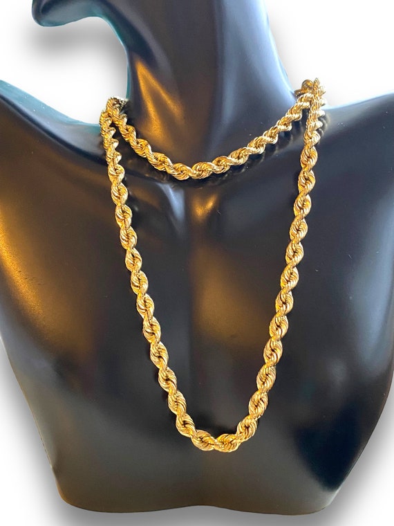 MENS Italian 14K Yellow Gold WIDE 5mm Rope Chain … - image 4