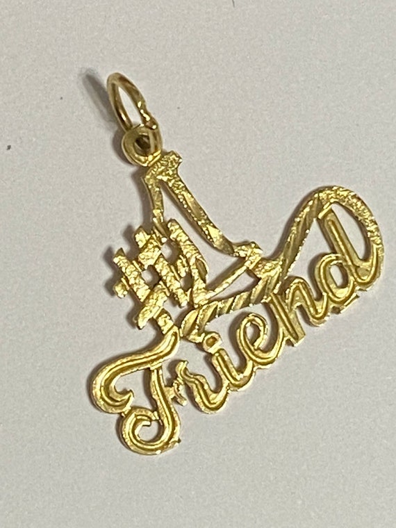 VINTAGE 1980's 14K Yellow Gold "#1 FRIEND" CHARM - image 5