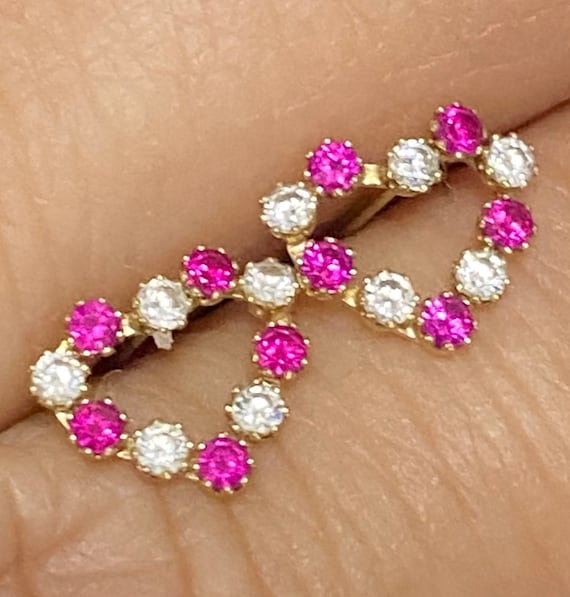 BEAUTIFUL 10K Yellow Gold Ruby CZ Small Post Stud 