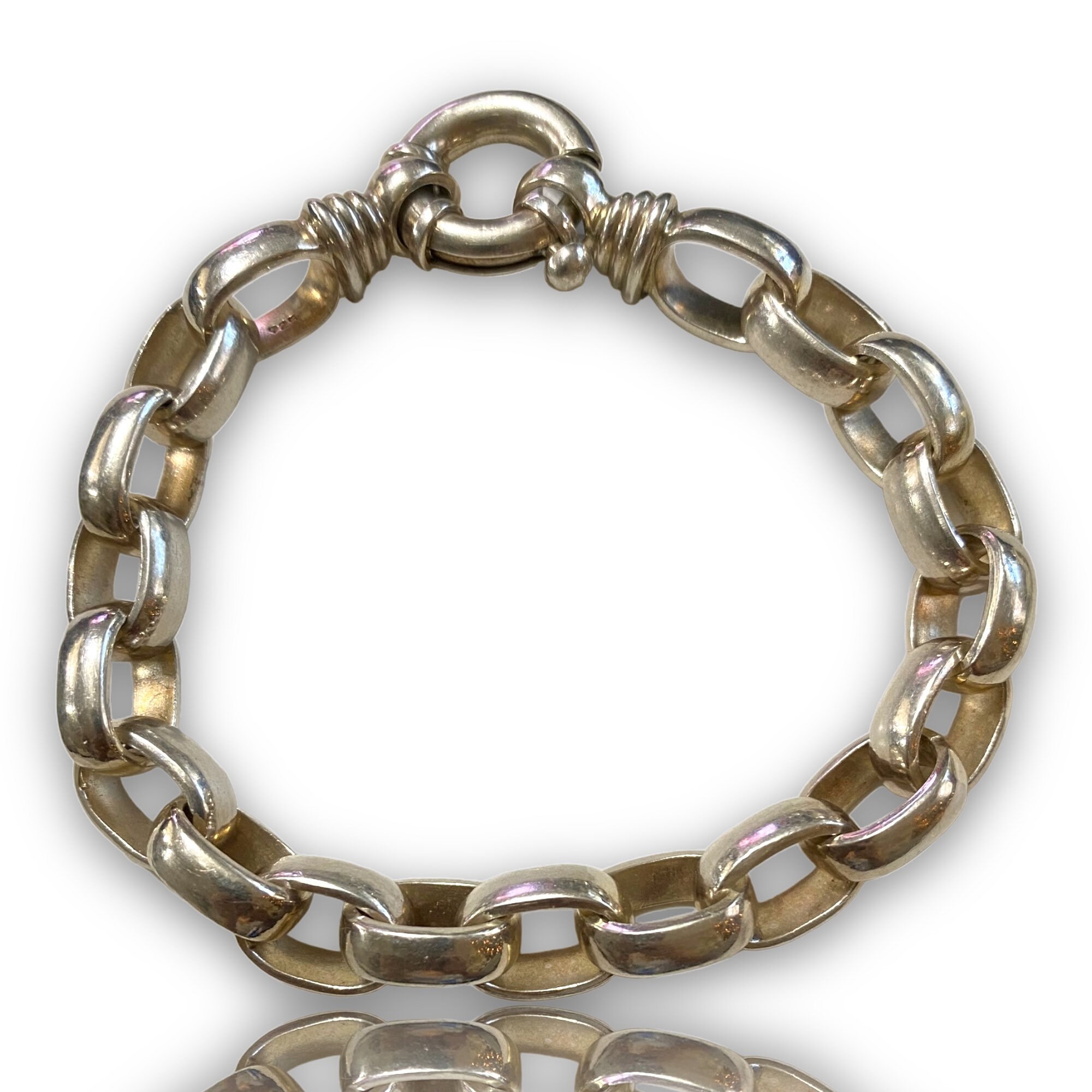 GORGEOUS Heavy Unisex Sterling Silver Chain Toggle Bracelet
