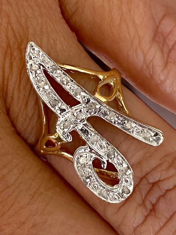 Vintage Large 14K Yellow Gold DIAMOND "A” Initial 