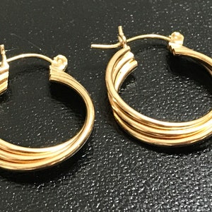 Vintage 14K Yellow Gold TRIPLE Hoop Earrings 2.9 Grams - Etsy