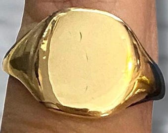 Antique Estate 10k Yellow Gold SIGNET Ring ENGRAVABLE Size 6.75