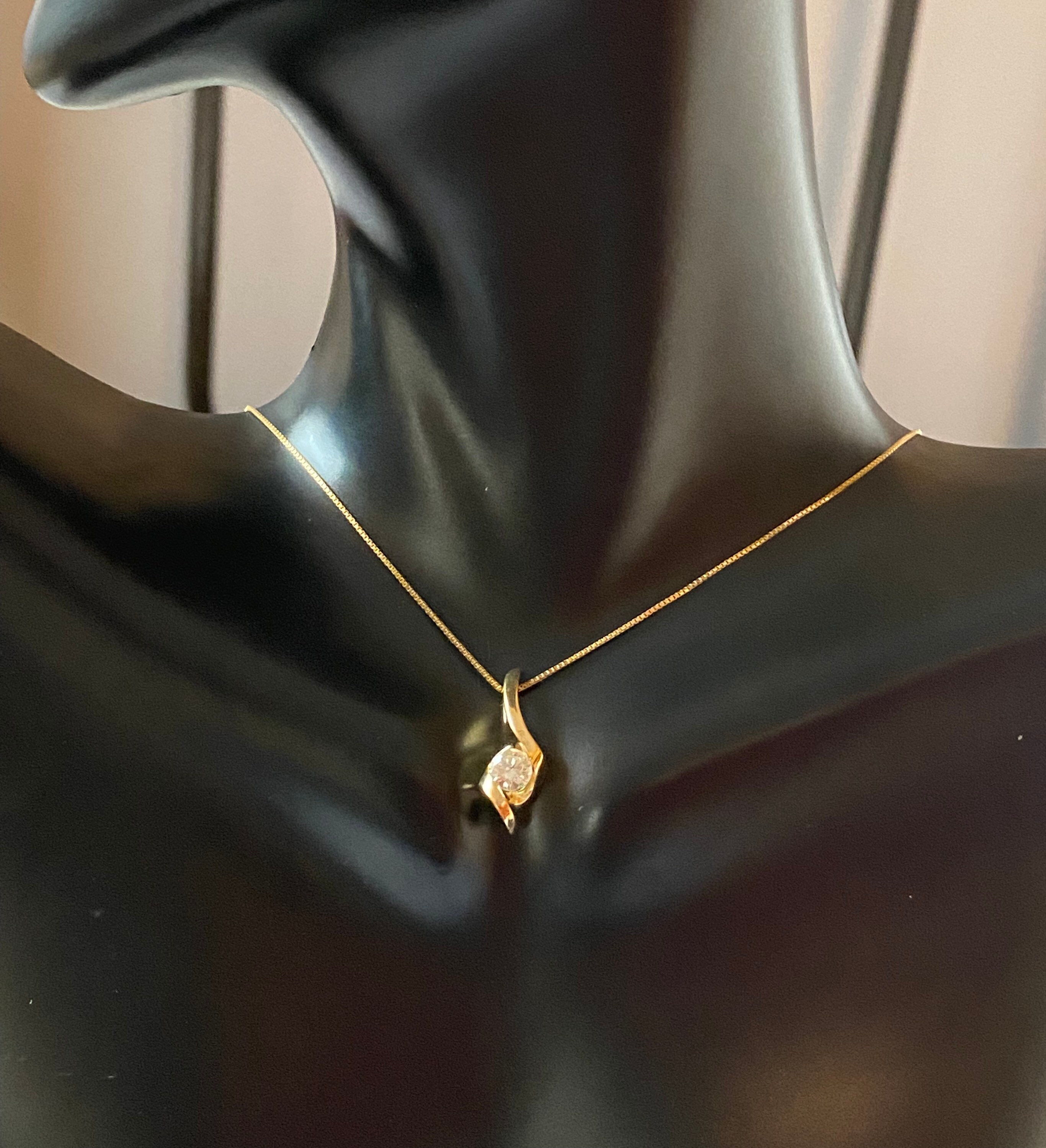14K Yellow Gold SIRENA 1 5CT Diamond Pendant 18 Necklace GORGEOUS Etsy