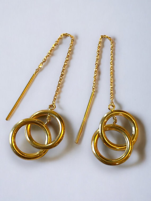 BEAUTIFUL Estate 14k Yellow Gold Double Circle Th… - image 2