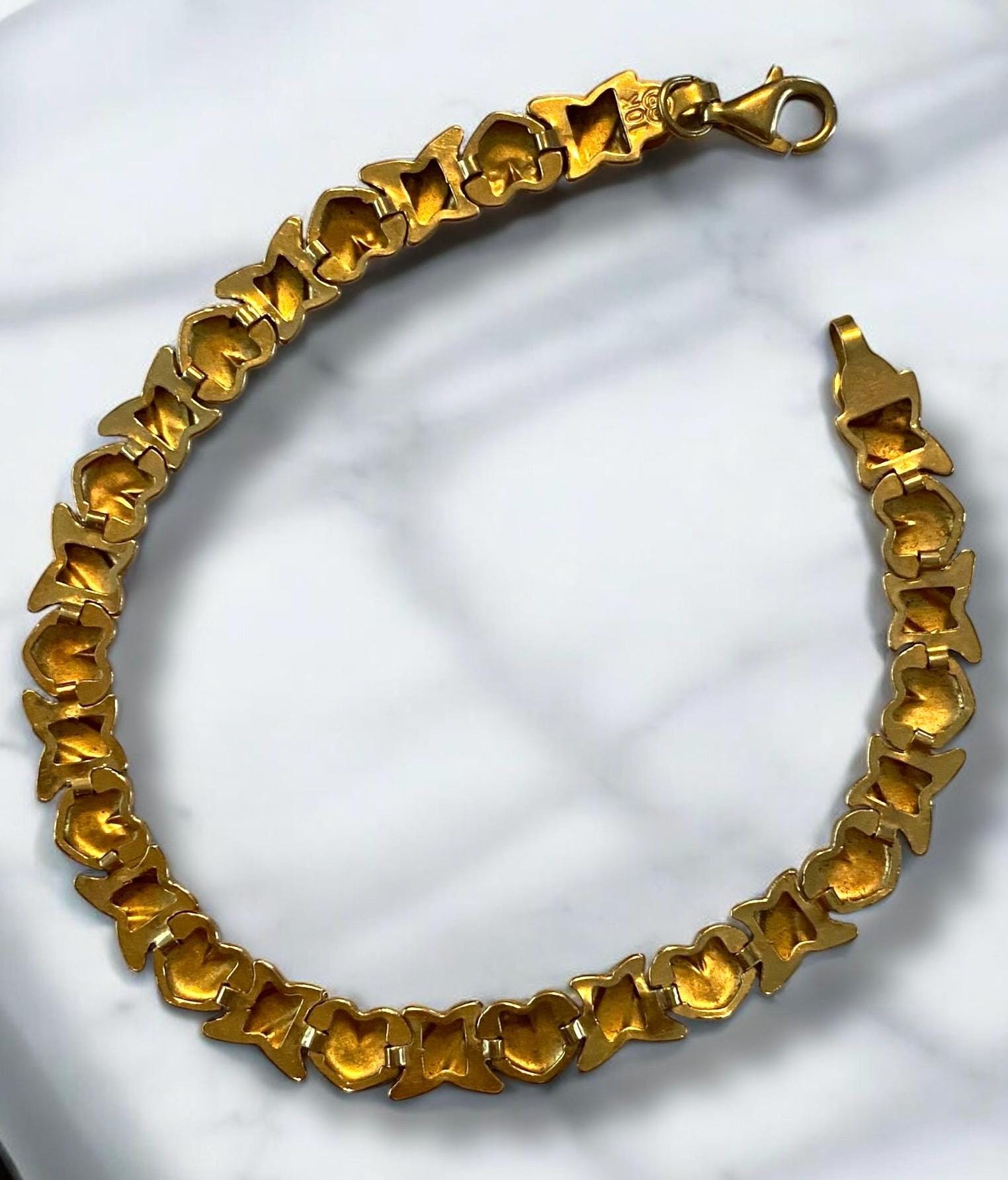 Pretty Vintage 10k Yellow Gold 6mm Wide XOXO Link 7” Bracelet! - Etsy