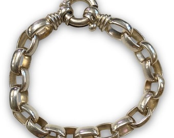 GORGEOUS Heavy Unisex Sterling Silver Chain Toggle Bracelet