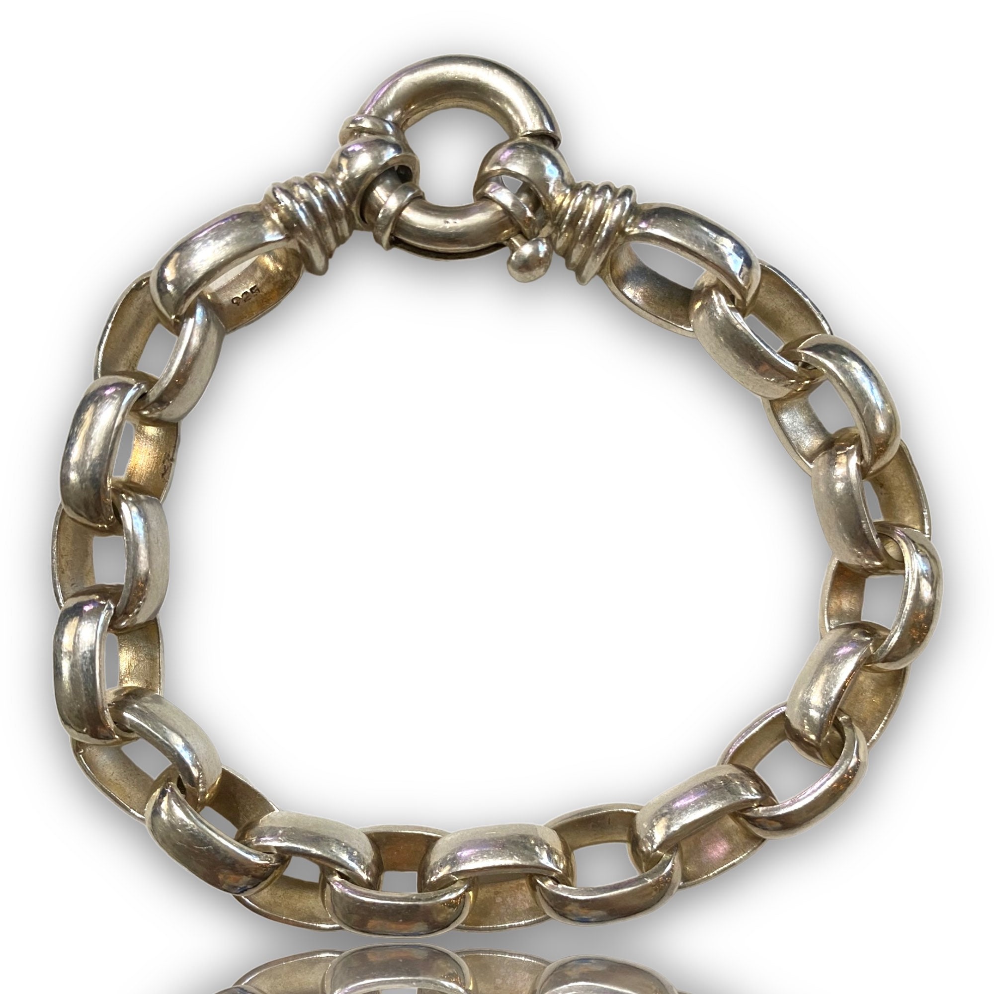 アクセサリー Vintage Silver Toggle Chain Bracelet 925 GORGEOUS Heavy Unisex Sterling Silver Chain Toggle Bracelet
