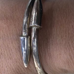 Vintage Modern Nail Pointed Tip Hinged Bangle Bracelet Sterling Silver 925 image 2