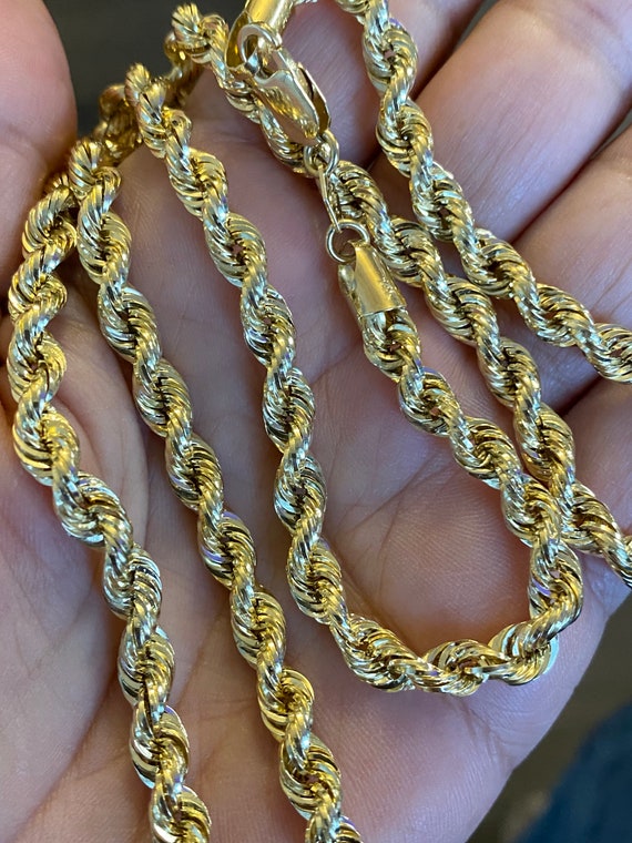MENS Italian 14K Yellow Gold WIDE 5mm Rope Chain … - image 6