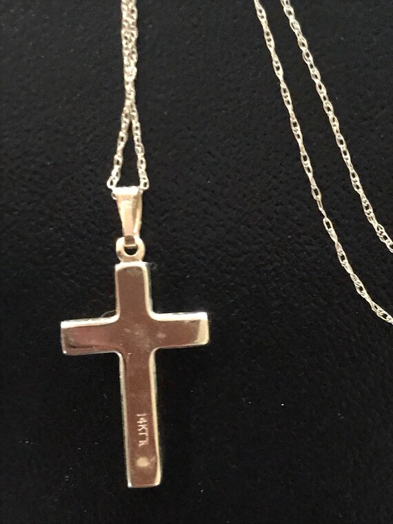 Pretty 14k Yellow Gold Diamond Accent Cross on 18… - image 8