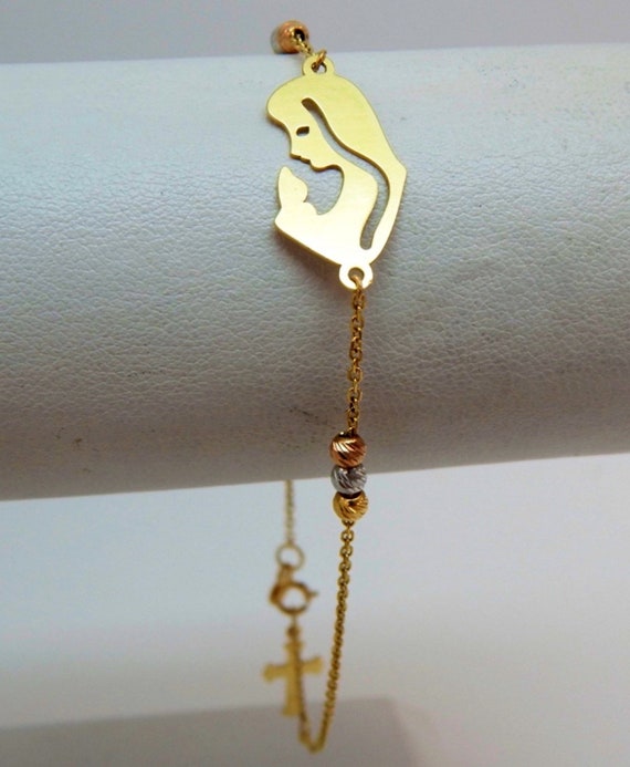 Beautiful ITALIAN 18k Yellow Gold Blessed Mother … - image 10