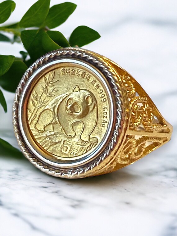 14k gold panda coin cheap ring