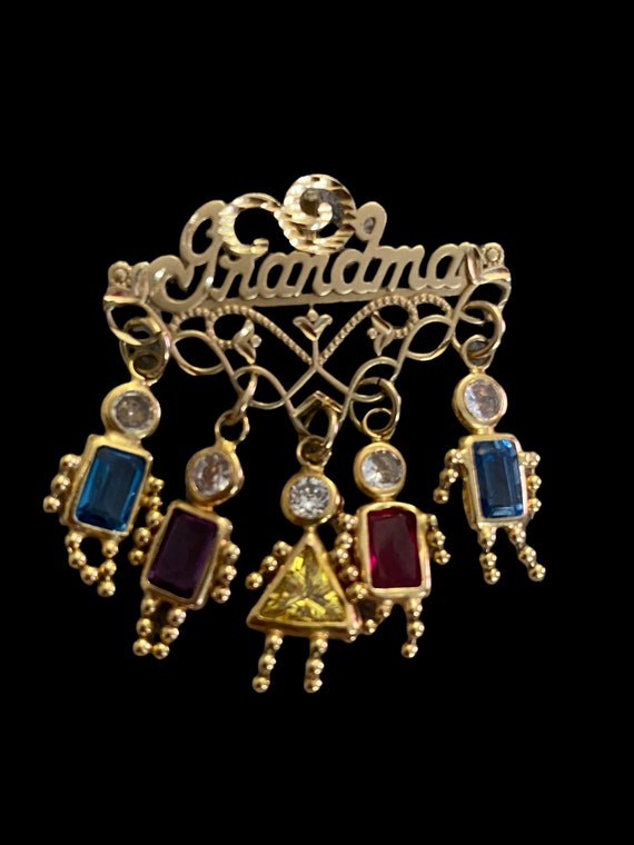 VINTAGE 14K Yellow Gold "GRANDMA" CHARM with Dang… - image 10