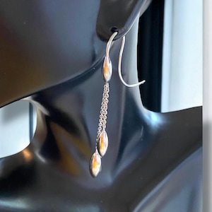 Elegant Designer 14K White Gold LARGE 3” Unique Threader Dangle Earrings!
