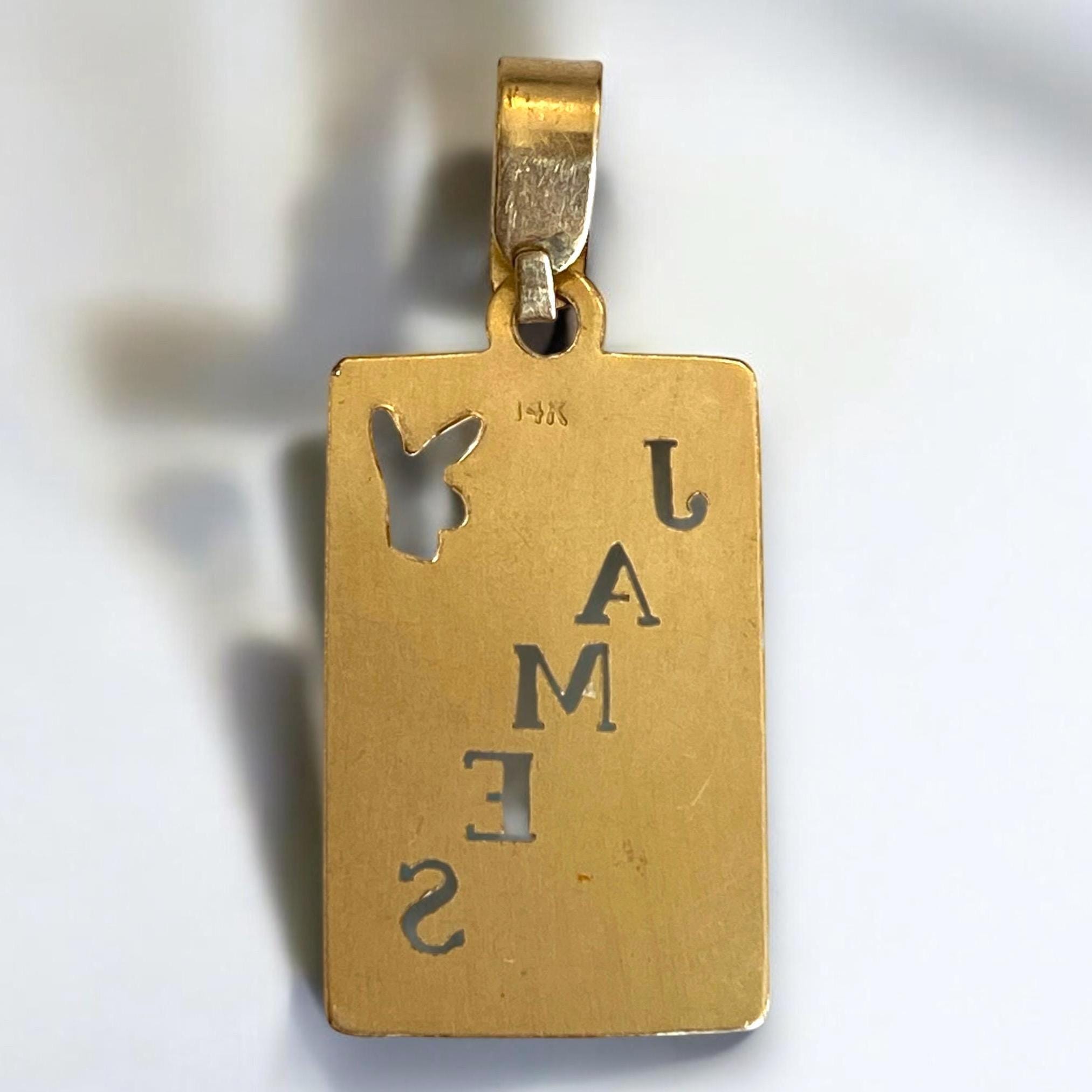 Vintage CUSTOM 14K Yellow Gold PLAYBOY Bunny “JAMES” Name Dog Tag