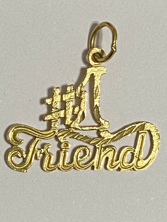 VINTAGE 1980's 14K Yellow Gold "#1 FRIEND" CHARM - image 4