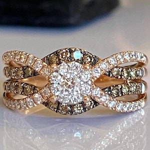 Estate Le Vian 14k Rose Gold CHOCOLATIER DIAMOND Ring Size 8 BEAUTY!!