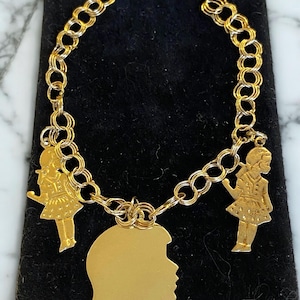 Vintage 1960’s 14k Yellow Gold 7” Charm Bracelet With Three (3) GIRLS Charms!