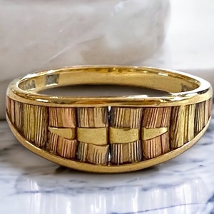 Vintage Estate Italian 14K Tri Color Gold Ring Size 7 Spectacular!