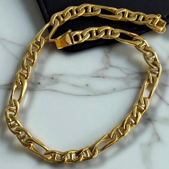 Unisex Vintage 5mm 14K Solid Yellow Gold 8” Fancy Mariner Figaro