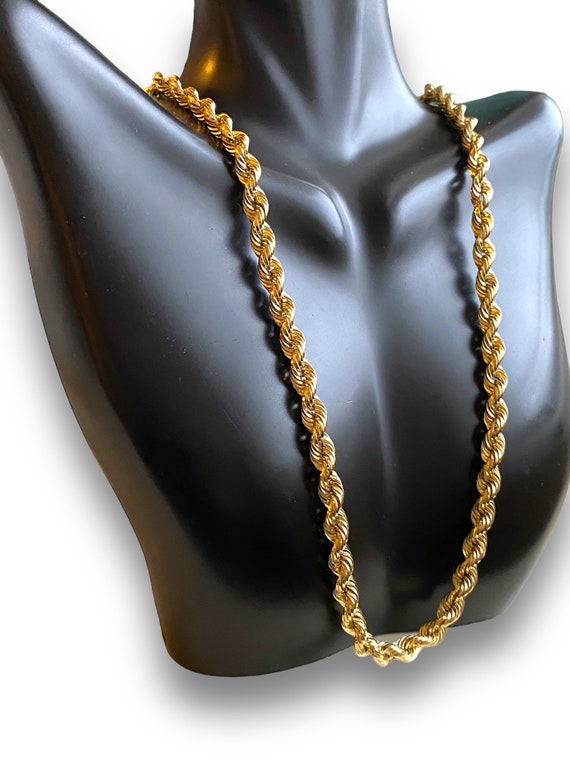MENS Italian 14K Yellow Gold WIDE 5mm Rope Chain … - image 2
