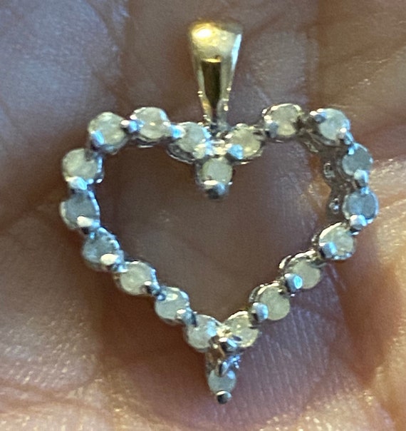Beautiful Estate 10k Two Tone Gold Diamond Heart … - image 3