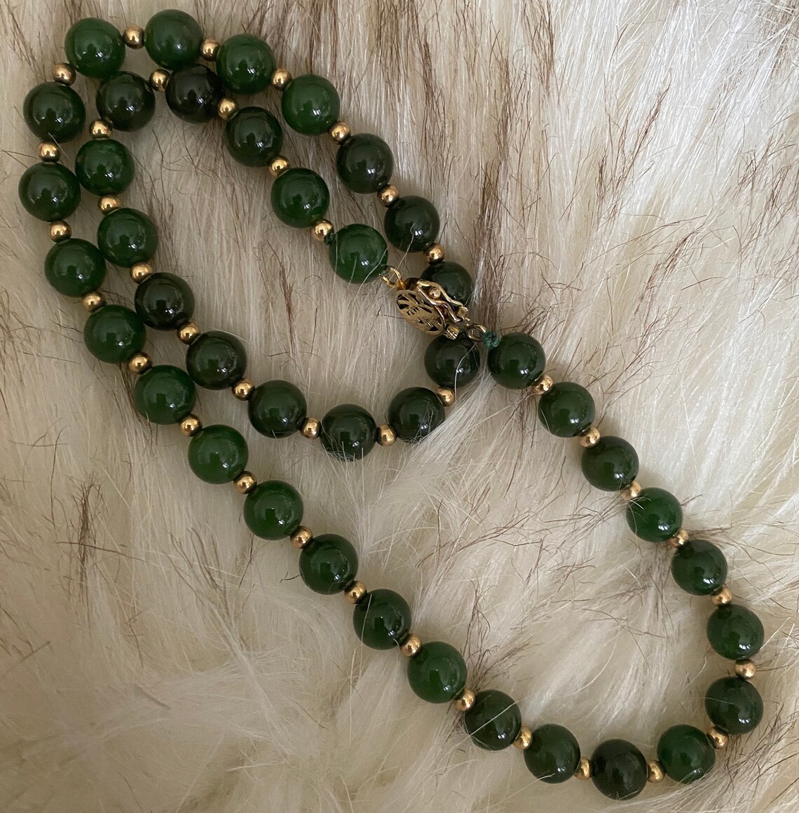 Antique Natural Dark Green JADE 8mm Beaded 18 Necklace | Etsy