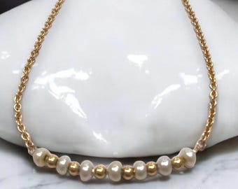 BEAUTIFUL Vintage 14K Yellow Gold Pearl Bead 8” Bracelet