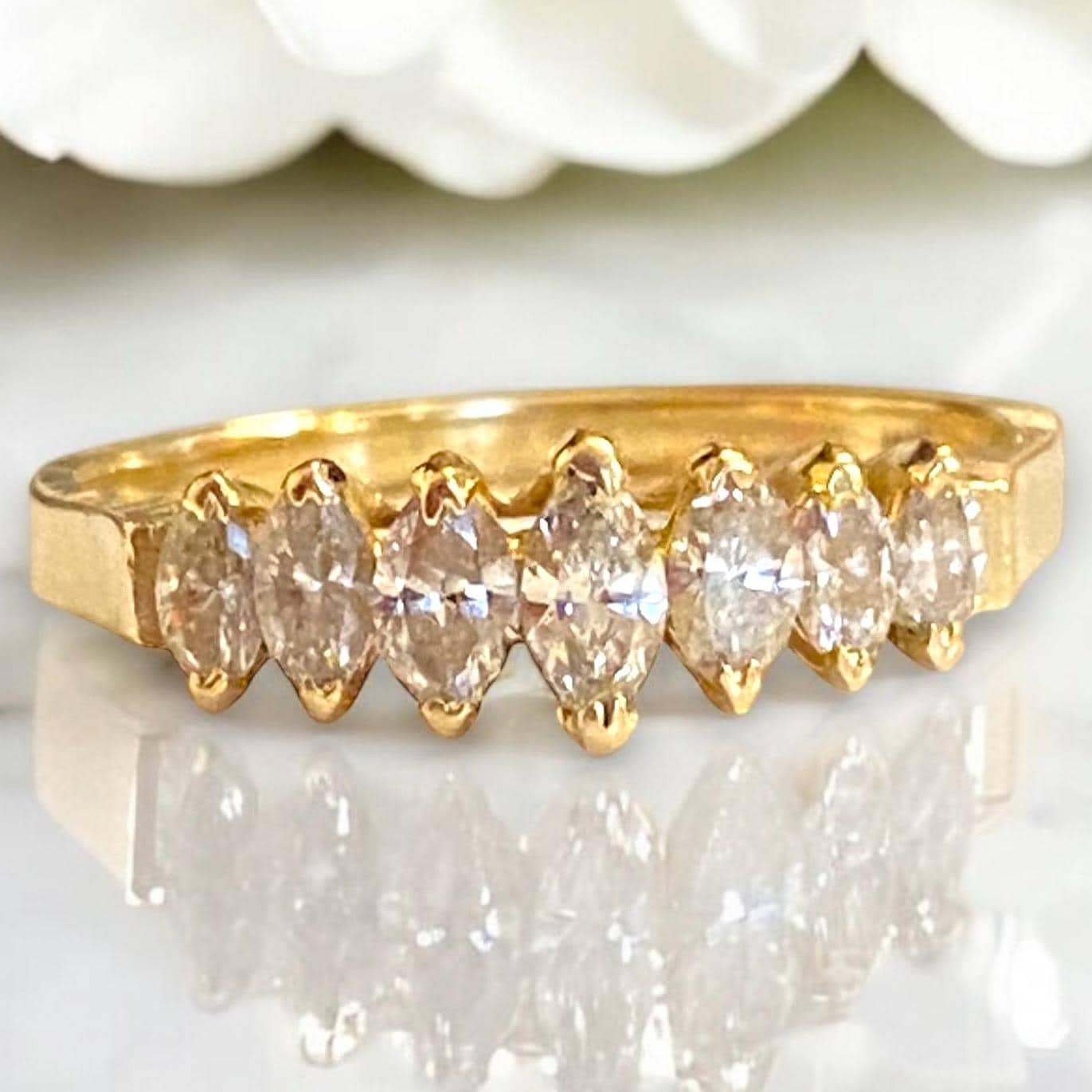 GORGEOUS Vintage 14K Yellow Gold .61 CTW Marquise Diamond