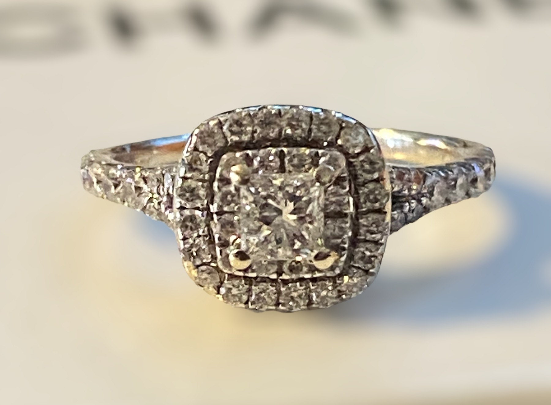 Neil lane cushion store cut halo ring