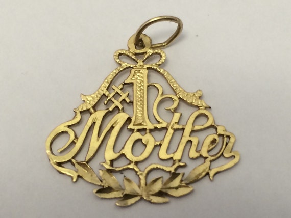 VINTAGE 1980's 14K Yellow Gold "#1 MOTHER" CHARM - image 1