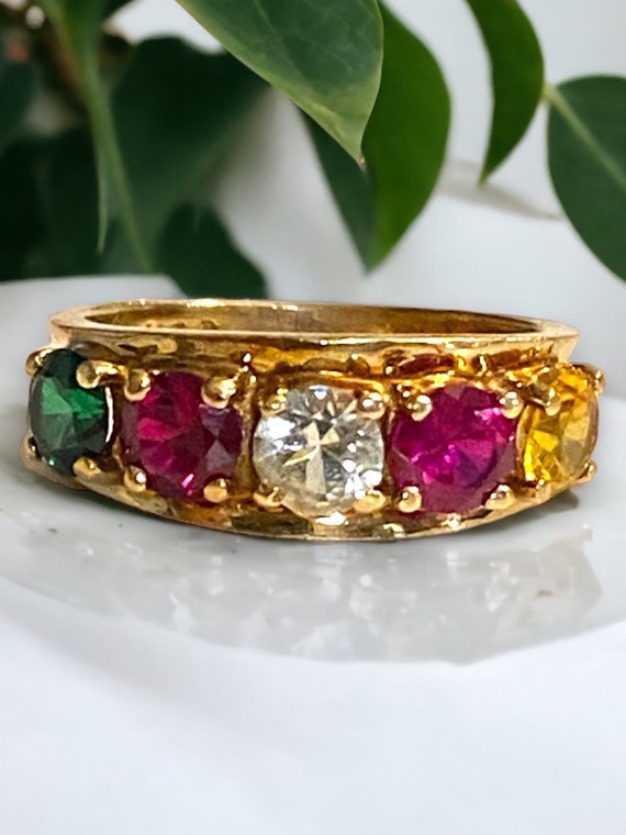 BEAUTIFUL Estate 14K Yellow Gold Multi Gemstone MO