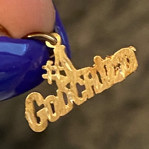 VINTAGE 14K Yellow Gold &quot;#1 GODCHILD&quot; CHARM
