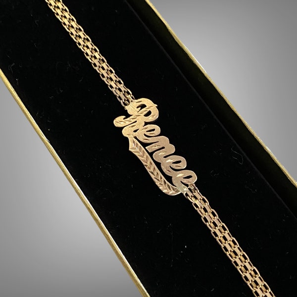 Custom 14K Yellow Gold "RENEE" Name Plate 7.75” Bracelet!