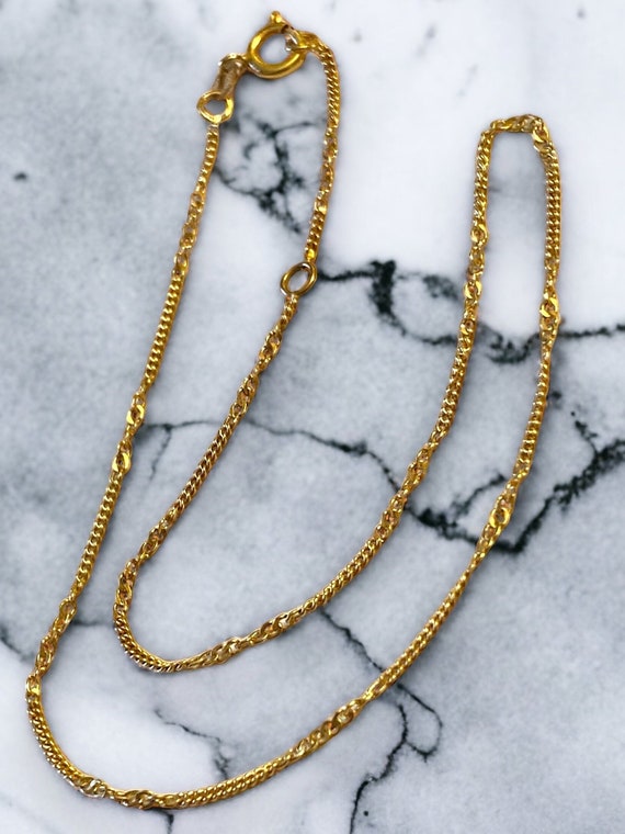 VINTAGE 10k Yellow Gold 10” Unique Link Chain Ank… - image 3