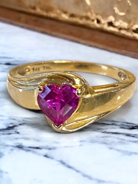 Beautiful Estate 14k Yellow Gold MOM Pink Spinel … - image 9