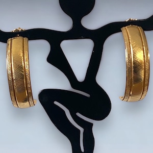 Vintage CUSTOM One Of A Kind 14K Yellow Gold 1” Half Hoop Pierced Earrings!