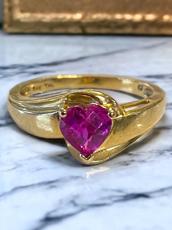 Beautiful Estate 14k Yellow Gold MOM Pink Spinel … - image 3