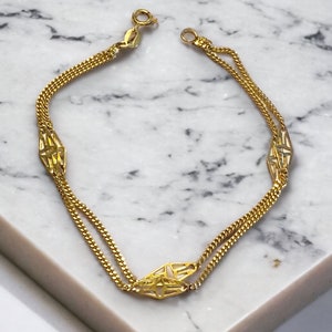 ANTIQUE Estate 14k Italian Gold 7” Double Infinity Filigree Station Chain Bracelet!