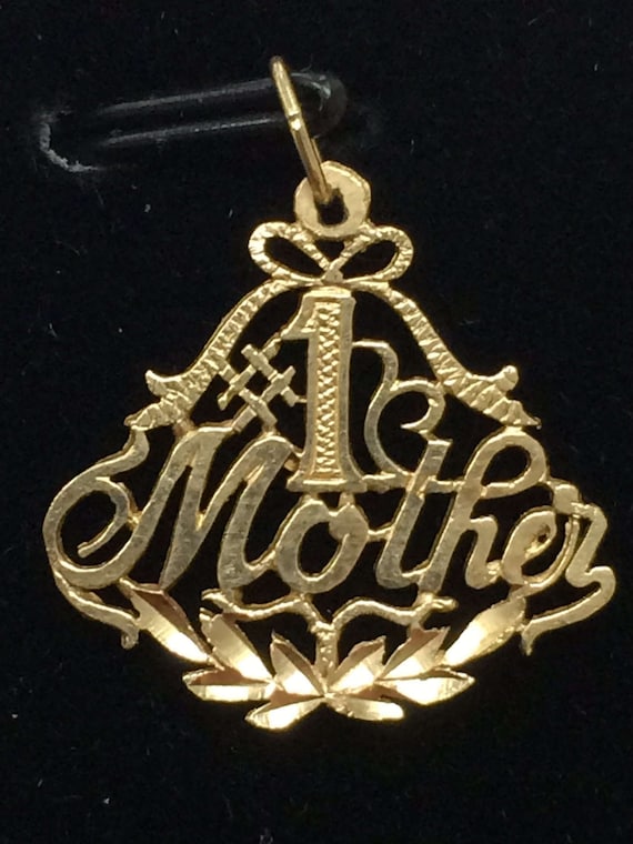 VINTAGE 1980's 14K Yellow Gold "#1 MOTHER" CHARM - image 2