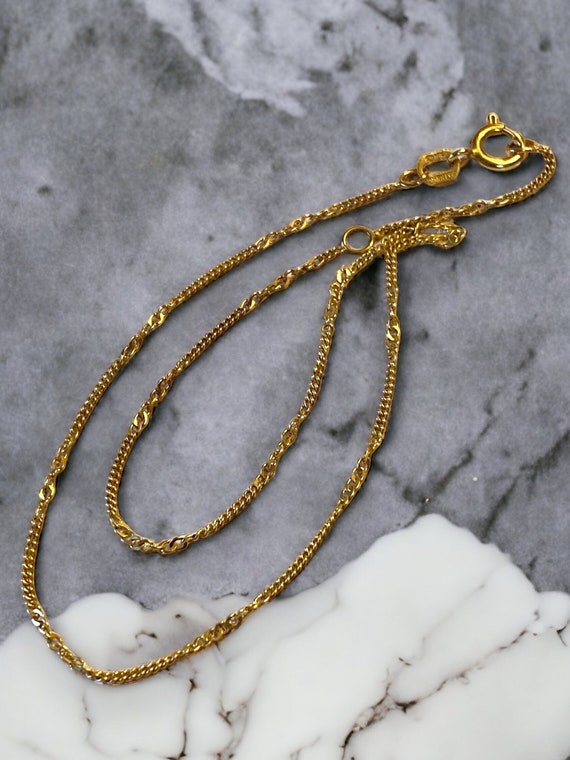 VINTAGE 10k Yellow Gold 10” Unique Link Chain Ank… - image 1
