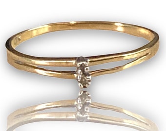Vintage 10k Yellow Gold Diamond Accent Ring Size 6.5