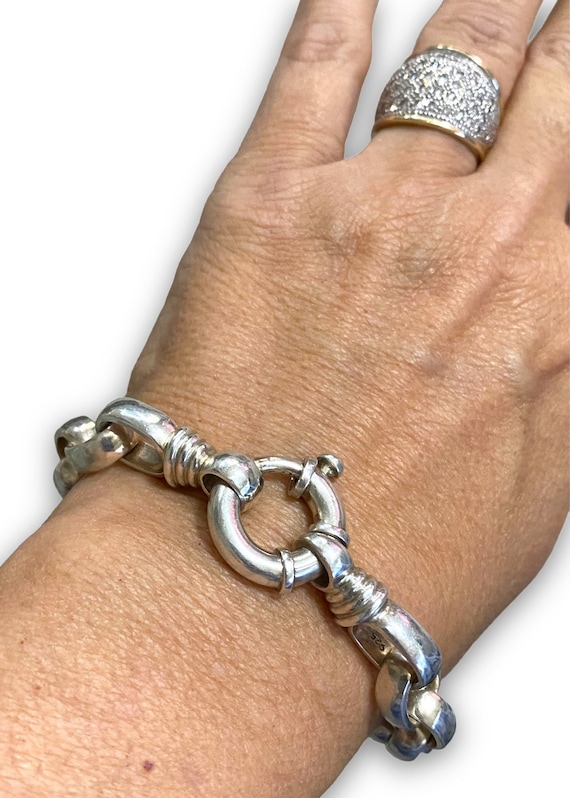 GORGEOUS Heavy Unisex Sterling Silver Chain Toggle Bracelet