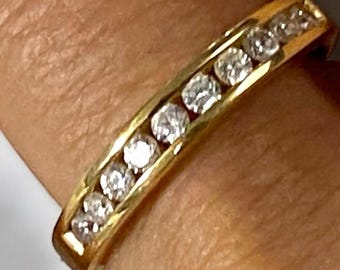 Stunning 14k Yellow Gold CZ .40CTW Channel Set Ring Size 7.25