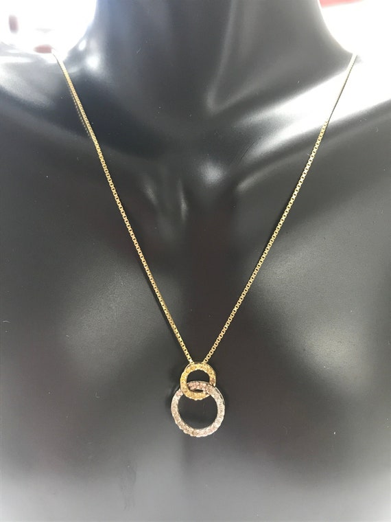 diamond double circle necklace