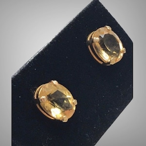 BEAUTIFUL 14K Yellow Gold Oval 2 CTW Citrine Post Stud Earrings